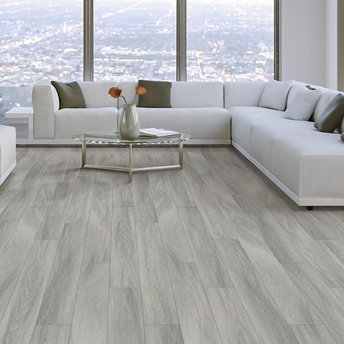 Living Room Gray Greige Luxury Vinyl Plank LVP -  Circle Floor Company in Parma, OH